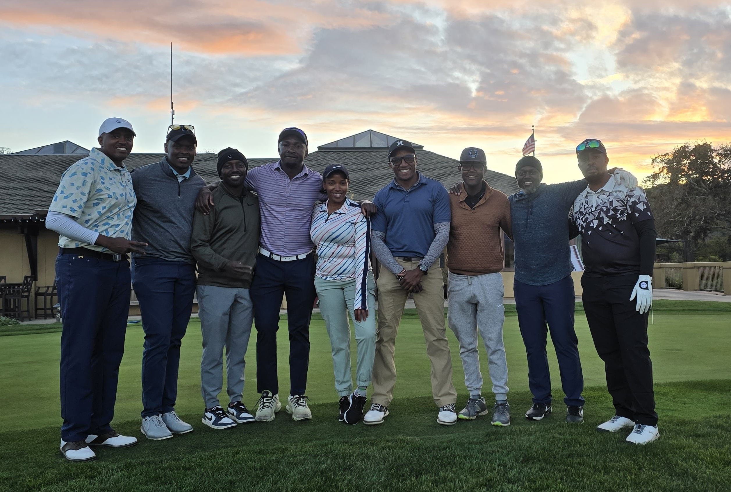 Golfers on the green at the inaugural Bay Classic